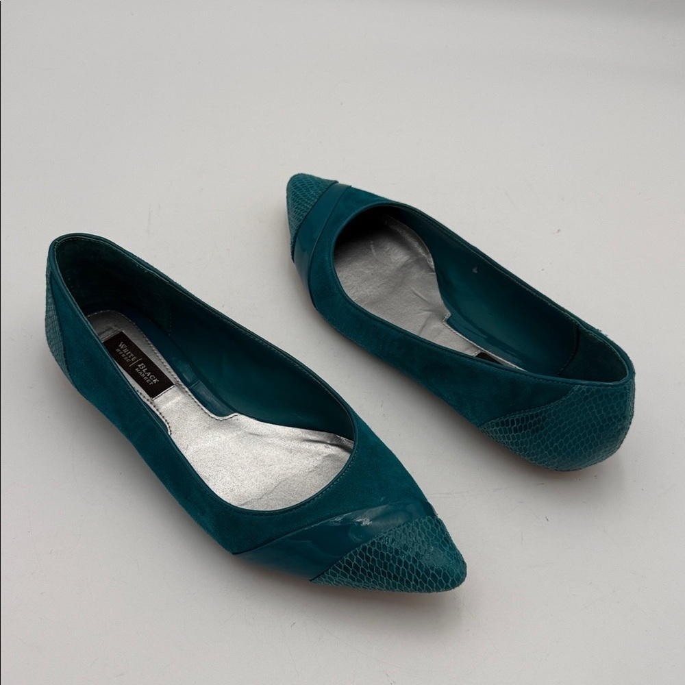 White House Black Market Teal Flats moccasin women 7M slip ln casual y2k office